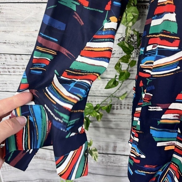 Soft Surroundings Blouse Shirt size Medium Sail Away Sailor Sail Boats Nautical - Picture 12 of 16